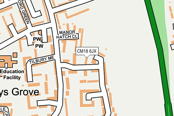 CM18 6JX map - OS OpenMap – Local (Ordnance Survey) CM18 6JX map - OS OpenMap – Local (Ordnance Survey)