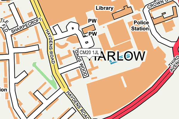 CM20 1JL map - OS OpenMap – Local (Ordnance Survey) CM20 1JL map - OS OpenMap – Local (Ordnance Survey)