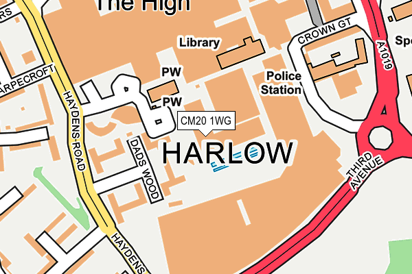 CM20 1WG map - OS OpenMap – Local (Ordnance Survey) CM20 1WG map - OS OpenMap – Local (Ordnance Survey)