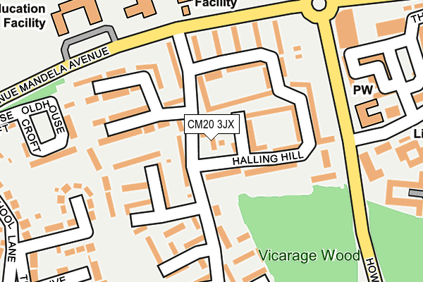 CM20 3JX map - OS OpenMap – Local (Ordnance Survey) CM20 3JX map - OS OpenMap – Local (Ordnance Survey)