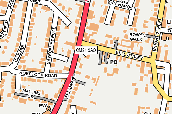 CM21 9AQ map - OS OpenMap – Local (Ordnance Survey)