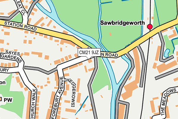 CM21 9JZ map - OS OpenMap – Local (Ordnance Survey)
