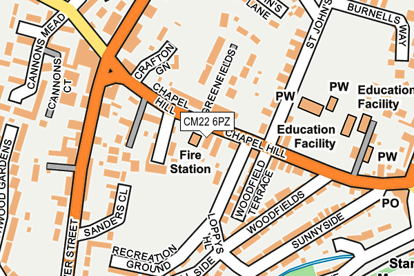 CM22 6PZ map - OS OpenMap – Local (Ordnance Survey) CM22 6PZ map - OS OpenMap – Local (Ordnance Survey)