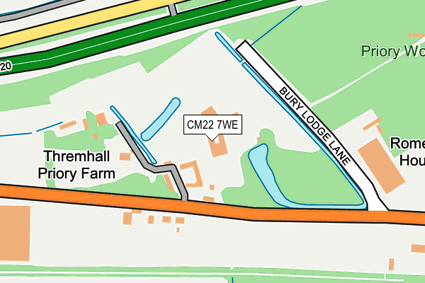 CM22 7WE map - OS OpenMap – Local (Ordnance Survey)
