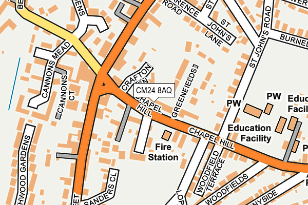 CM24 8AQ map - OS OpenMap – Local (Ordnance Survey) CM24 8AQ map - OS OpenMap – Local (Ordnance Survey)