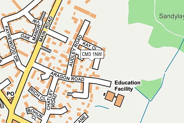 CM3 1NW map - OS OpenMap – Local (Ordnance Survey) CM3 1NW map - OS OpenMap – Local (Ordnance Survey)