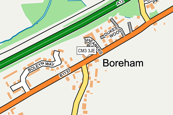 CM3 3JE map - OS OpenMap – Local (Ordnance Survey) CM3 3JE map - OS OpenMap – Local (Ordnance Survey)