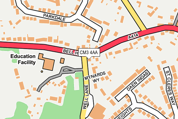 CM3 4AA map - OS OpenMap – Local (Ordnance Survey)