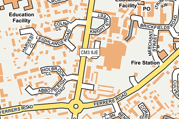 CM3 8JE map - OS OpenMap – Local (Ordnance Survey) CM3 8JE map - OS OpenMap – Local (Ordnance Survey)