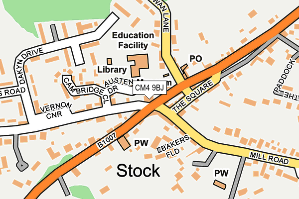CM4 9BJ map - OS OpenMap – Local (Ordnance Survey) CM4 9BJ map - OS OpenMap – Local (Ordnance Survey)