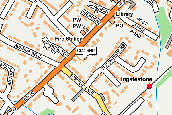 CM4 9HP map - OS OpenMap – Local (Ordnance Survey) CM4 9HP map - OS OpenMap – Local (Ordnance Survey)