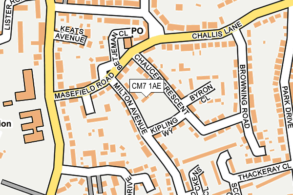 CM7 1AE map - OS OpenMap – Local (Ordnance Survey) CM7 1AE map - OS OpenMap – Local (Ordnance Survey)