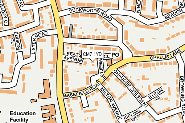 CM7 1YD map - OS OpenMap – Local (Ordnance Survey) CM7 1YD map - OS OpenMap – Local (Ordnance Survey)