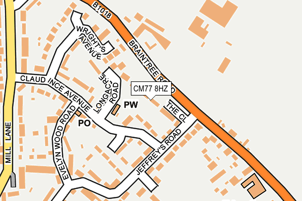 CM77 8HZ map - OS OpenMap – Local (Ordnance Survey) CM77 8HZ map - OS OpenMap – Local (Ordnance Survey)