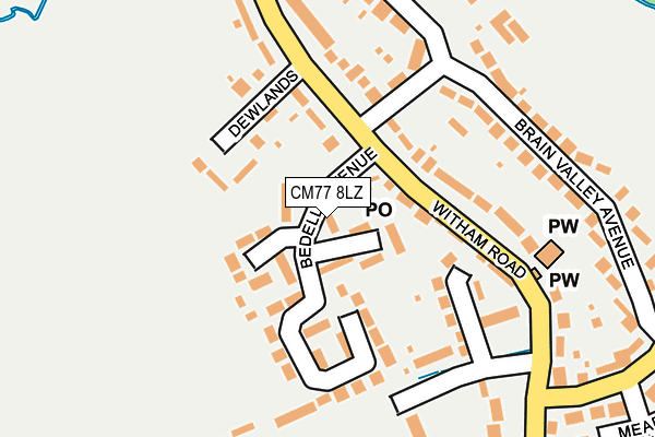 CM77 8LZ map - OS OpenMap – Local (Ordnance Survey) CM77 8LZ map - OS OpenMap – Local (Ordnance Survey)