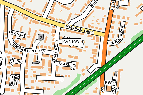 CM8 1QW map - OS OpenMap – Local (Ordnance Survey) CM8 1QW map - OS OpenMap – Local (Ordnance Survey)