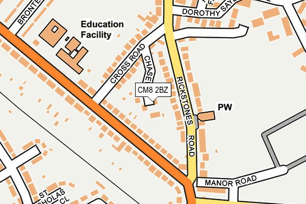 CM8 2BZ map - OS OpenMap – Local (Ordnance Survey) CM8 2BZ map - OS OpenMap – Local (Ordnance Survey)