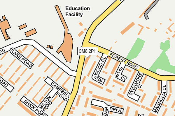 CM8 2PH map - OS OpenMap – Local (Ordnance Survey) CM8 2PH map - OS OpenMap – Local (Ordnance Survey)