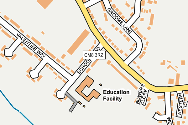 CM8 3RZ map - OS OpenMap – Local (Ordnance Survey) CM8 3RZ map - OS OpenMap – Local (Ordnance Survey)