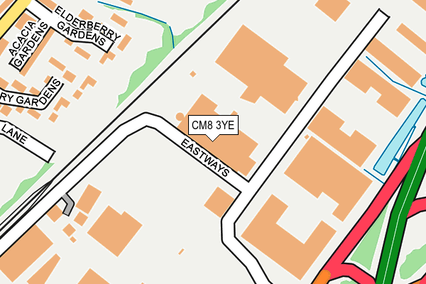 CM8 3YE map - OS OpenMap – Local (Ordnance Survey) CM8 3YE map - OS OpenMap – Local (Ordnance Survey)