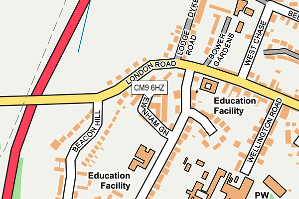 CM9 6HZ map - OS OpenMap – Local (Ordnance Survey)