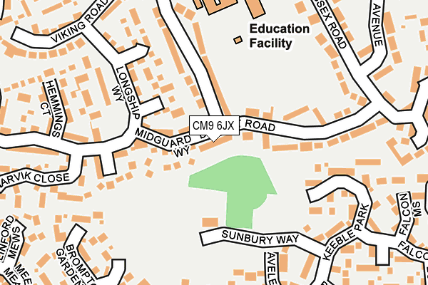 CM9 6JX map - OS OpenMap – Local (Ordnance Survey)