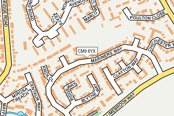 CM9 6YX map - OS OpenMap – Local (Ordnance Survey) CM9 6YX map - OS OpenMap – Local (Ordnance Survey)
