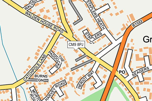 CM9 8PJ map - OS OpenMap – Local (Ordnance Survey) CM9 8PJ map - OS OpenMap – Local (Ordnance Survey)