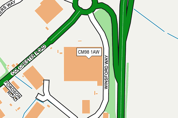 CM98 1AW map - OS OpenMap – Local (Ordnance Survey) CM98 1AW map - OS OpenMap – Local (Ordnance Survey)