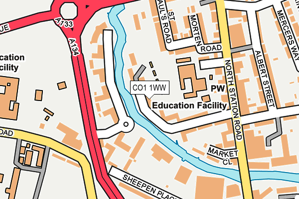 CO1 1WW map - OS OpenMap – Local (Ordnance Survey)
