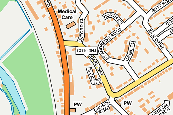 CO10 0HJ map - OS OpenMap – Local (Ordnance Survey)