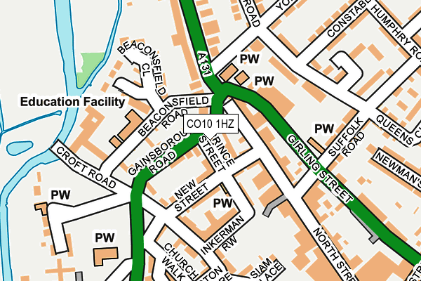 CO10 1HZ map - OS OpenMap – Local (Ordnance Survey)