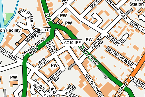 CO10 1RE map - OS OpenMap – Local (Ordnance Survey)