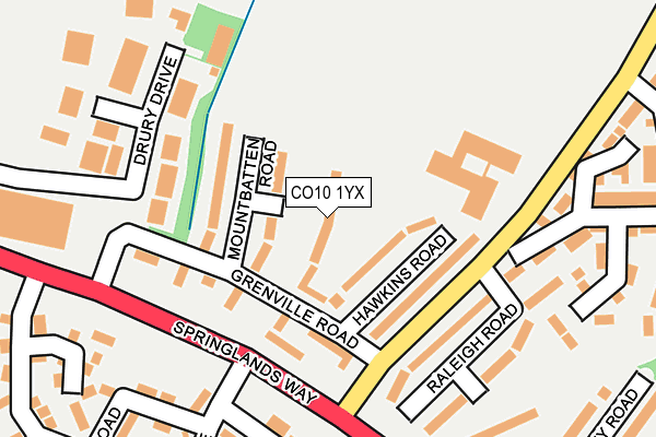 CO10 1YX map - OS OpenMap – Local (Ordnance Survey)