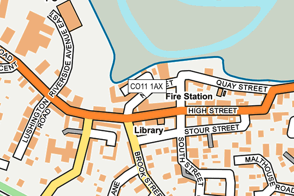 CO11 1AX map - OS OpenMap – Local (Ordnance Survey)