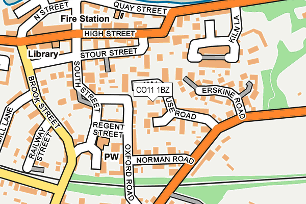 CO11 1BZ map - OS OpenMap – Local (Ordnance Survey)