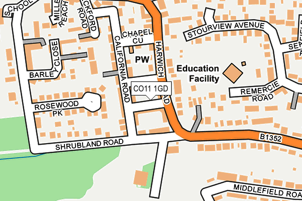 CO11 1GD map - OS OpenMap – Local (Ordnance Survey)