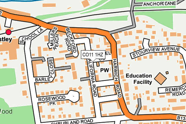 CO11 1HZ map - OS OpenMap – Local (Ordnance Survey)