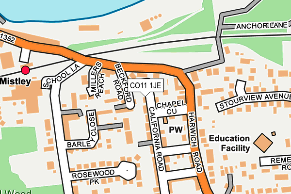 CO11 1JE map - OS OpenMap – Local (Ordnance Survey)
