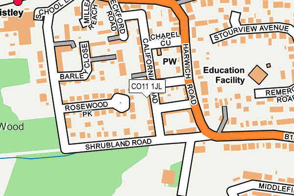 CO11 1JL map - OS OpenMap – Local (Ordnance Survey)