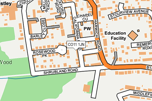 CO11 1JN map - OS OpenMap – Local (Ordnance Survey) CO11 1JN map - OS OpenMap – Local (Ordnance Survey)