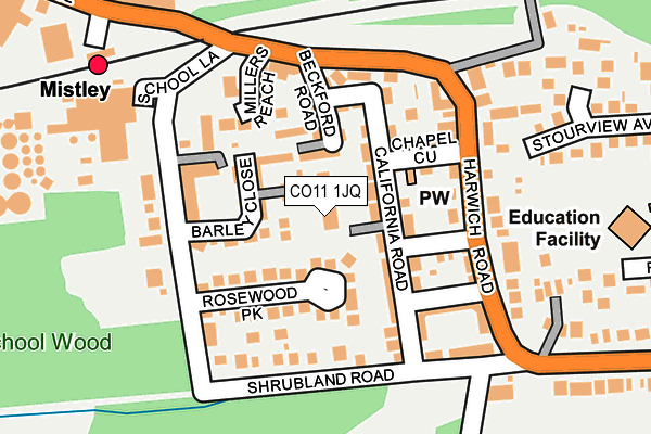CO11 1JQ map - OS OpenMap – Local (Ordnance Survey)