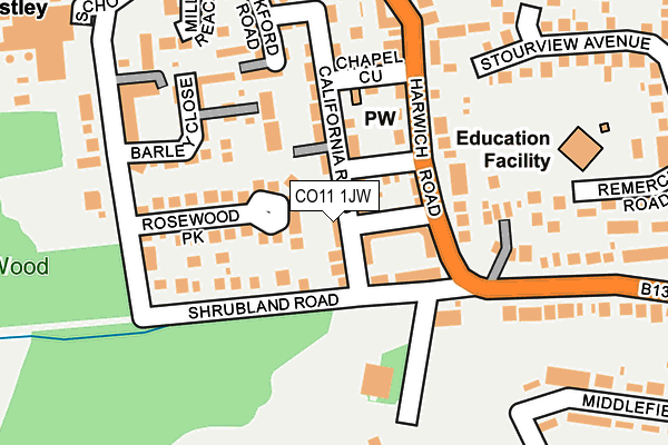 CO11 1JW map - OS OpenMap – Local (Ordnance Survey)