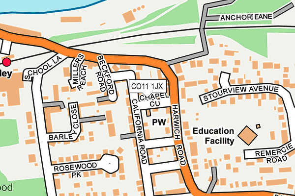 CO11 1JX map - OS OpenMap – Local (Ordnance Survey)