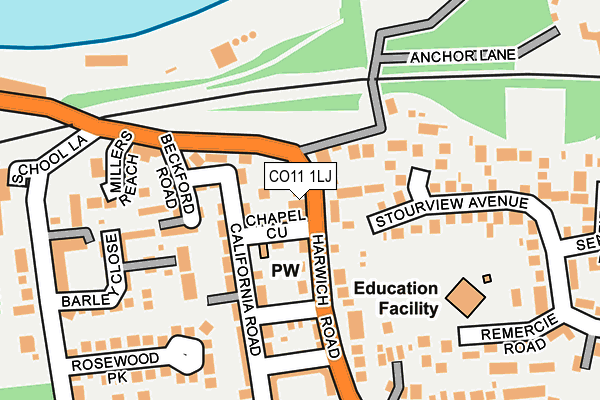 CO11 1LJ map - OS OpenMap – Local (Ordnance Survey) CO11 1LJ map - OS OpenMap – Local (Ordnance Survey)