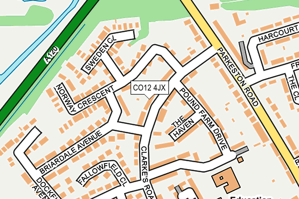 CO12 4JX map - OS OpenMap – Local (Ordnance Survey) CO12 4JX map - OS OpenMap – Local (Ordnance Survey)