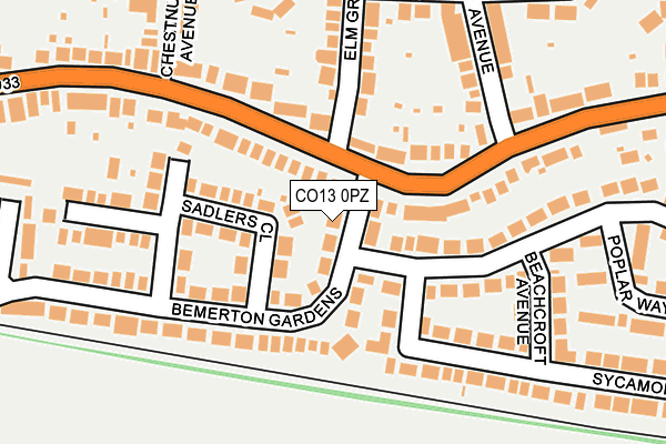CO13 0PZ map - OS OpenMap – Local (Ordnance Survey) CO13 0PZ map - OS OpenMap – Local (Ordnance Survey)