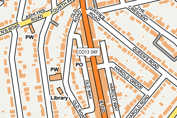 CO13 3AY map - OS OpenMap – Local (Ordnance Survey) CO13 3AY map - OS OpenMap – Local (Ordnance Survey)