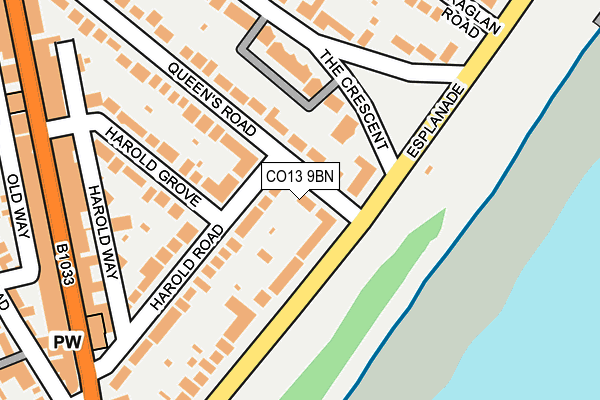 CO13 9BN map - OS OpenMap – Local (Ordnance Survey) CO13 9BN map - OS OpenMap – Local (Ordnance Survey)