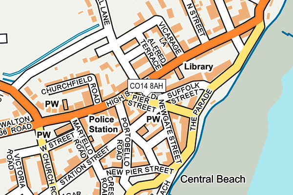 CO14 8AH map - OS OpenMap – Local (Ordnance Survey) CO14 8AH map - OS OpenMap – Local (Ordnance Survey)